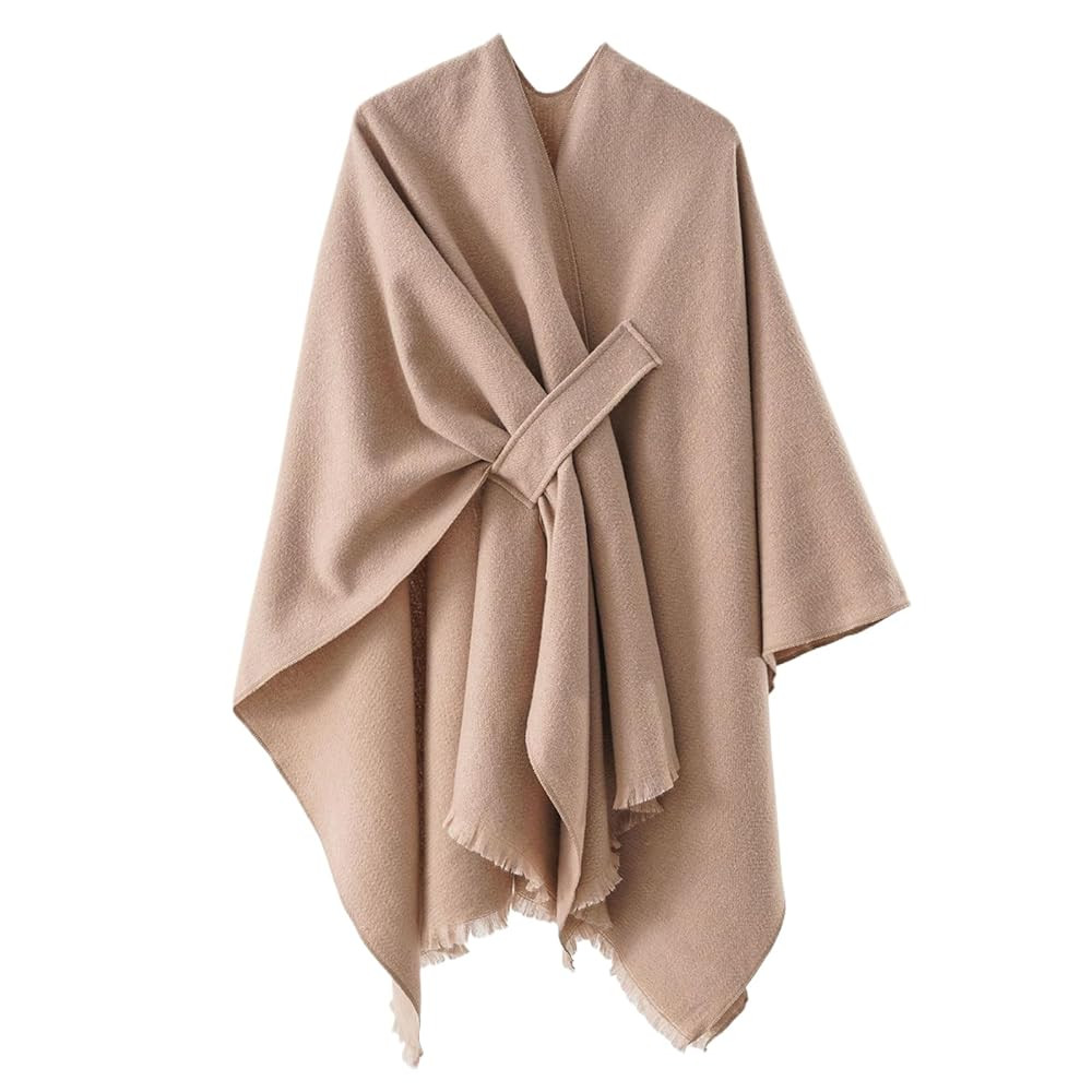 Large Warm Shawl Wrap Front Solid Color Winter Accessory Casual Crop Solid Color Thick Oversized ... | Amazon (US)