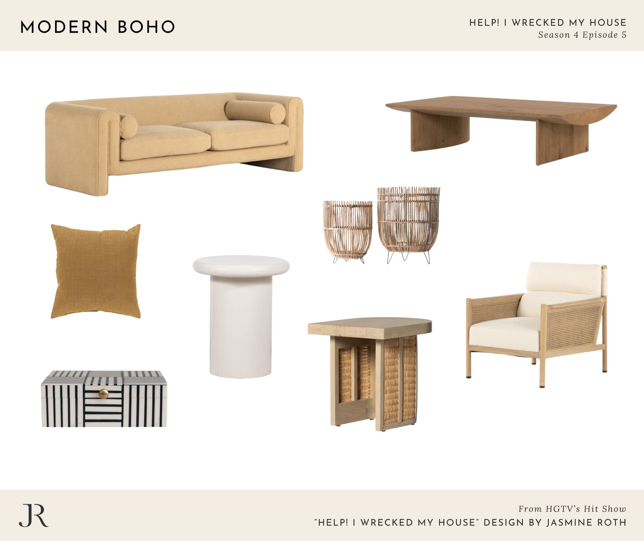 Shop the look - Help! I Wrecked My House Season 4 Episode 5 featuring a modern boho design with neutral furniture and functional storage ideas #homedecor #interiordesign #homedesign #budgetdecor #livingroom

#LTKHome