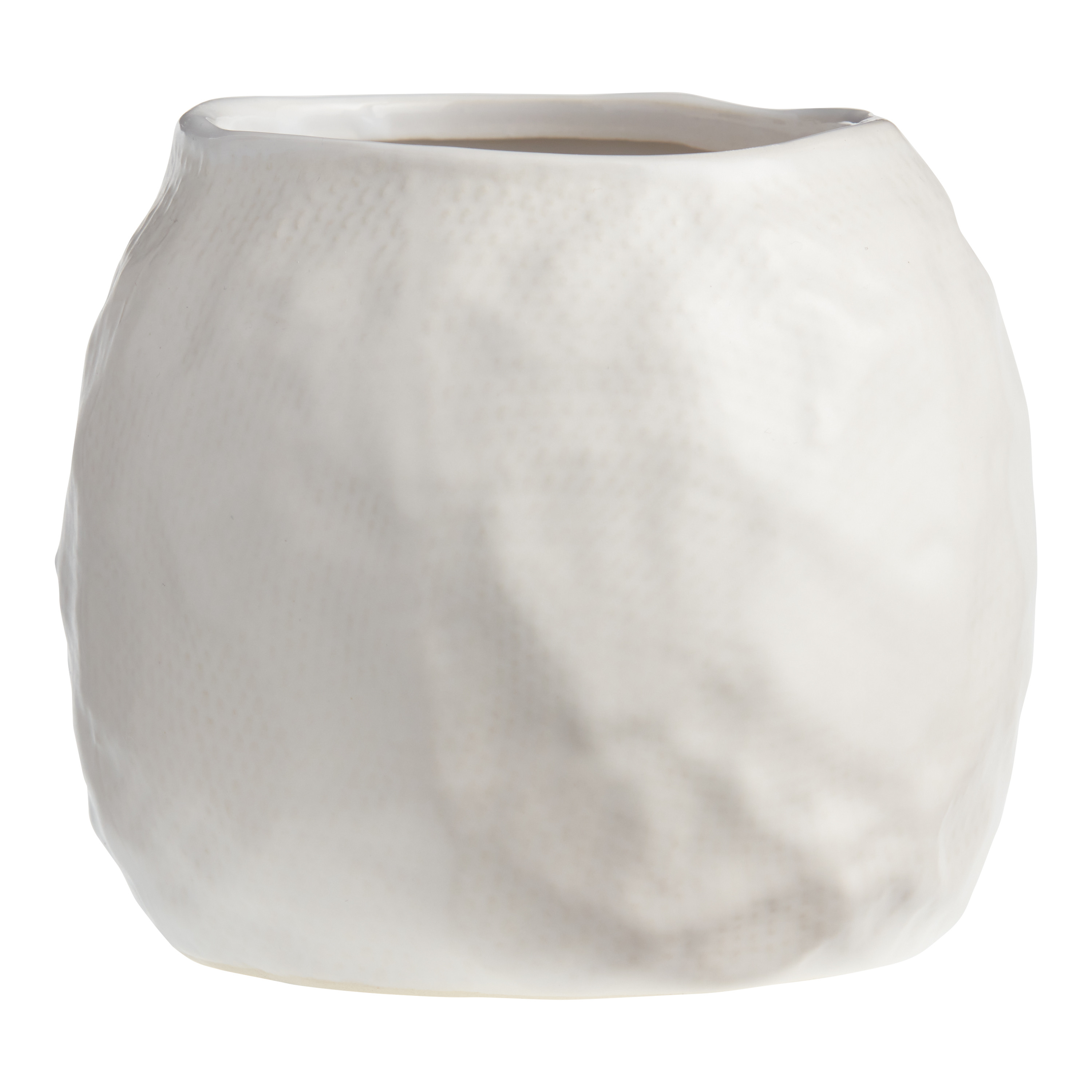White Linen Textured Ceramic Planter | World Market