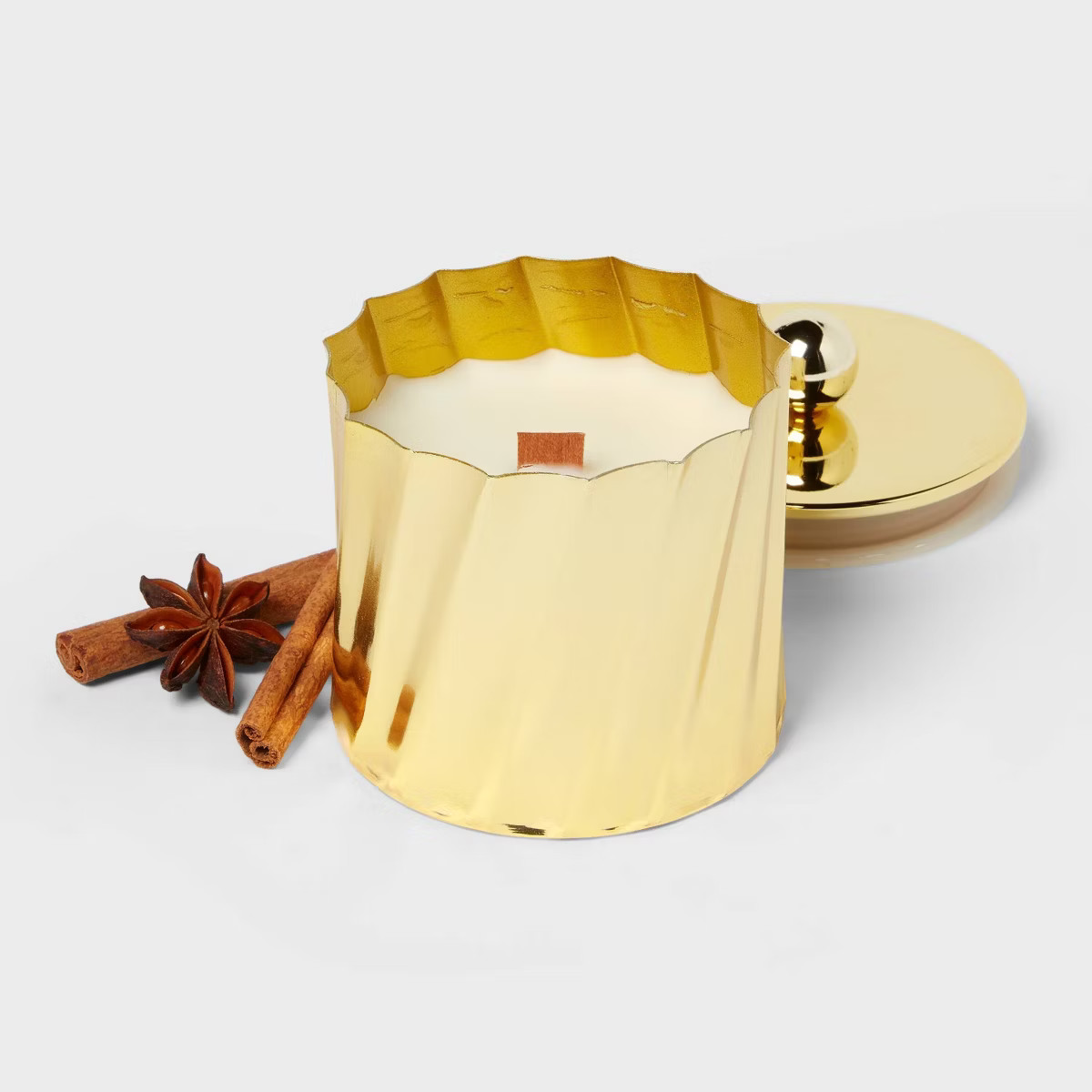 Wooden Wick Lidded Metal Holiday Hearth Candle 8oz - Threshold™ | Target