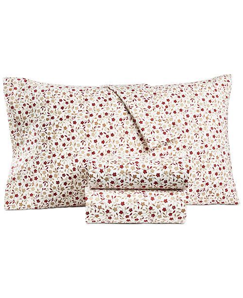 Martha Stewart Collection Printed Cotton Flannel 3-Pc. Twin Sheet Set, Created for Macy's & Revie... | Macys (US)