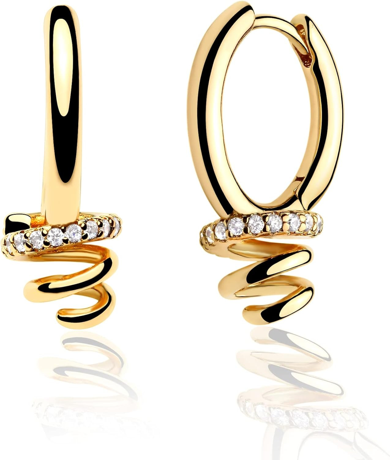 Fettero Gold Huggie Hoop Earrings for Women Gold Plated Dainty Hypoallergenic Earrings Hoop Beade... | Amazon (US)