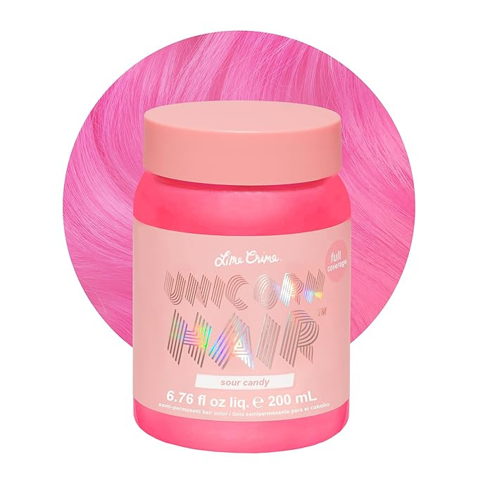 Lime Crime Unicorn Hair Dye Full Coverage, Sour Candy (Bright Pink) - Vegan and Cruelty Free Semi... | Amazon (US)