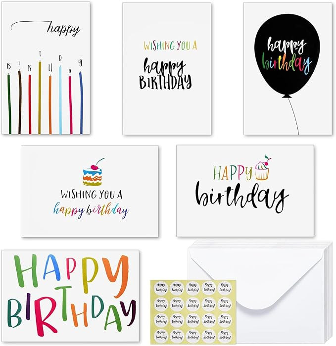 Ohuhu Happy Birthday Cards with Envelopes, 48 Assorted Folded Kids Birthday Greeting, Blank Note ... | Amazon (CA)