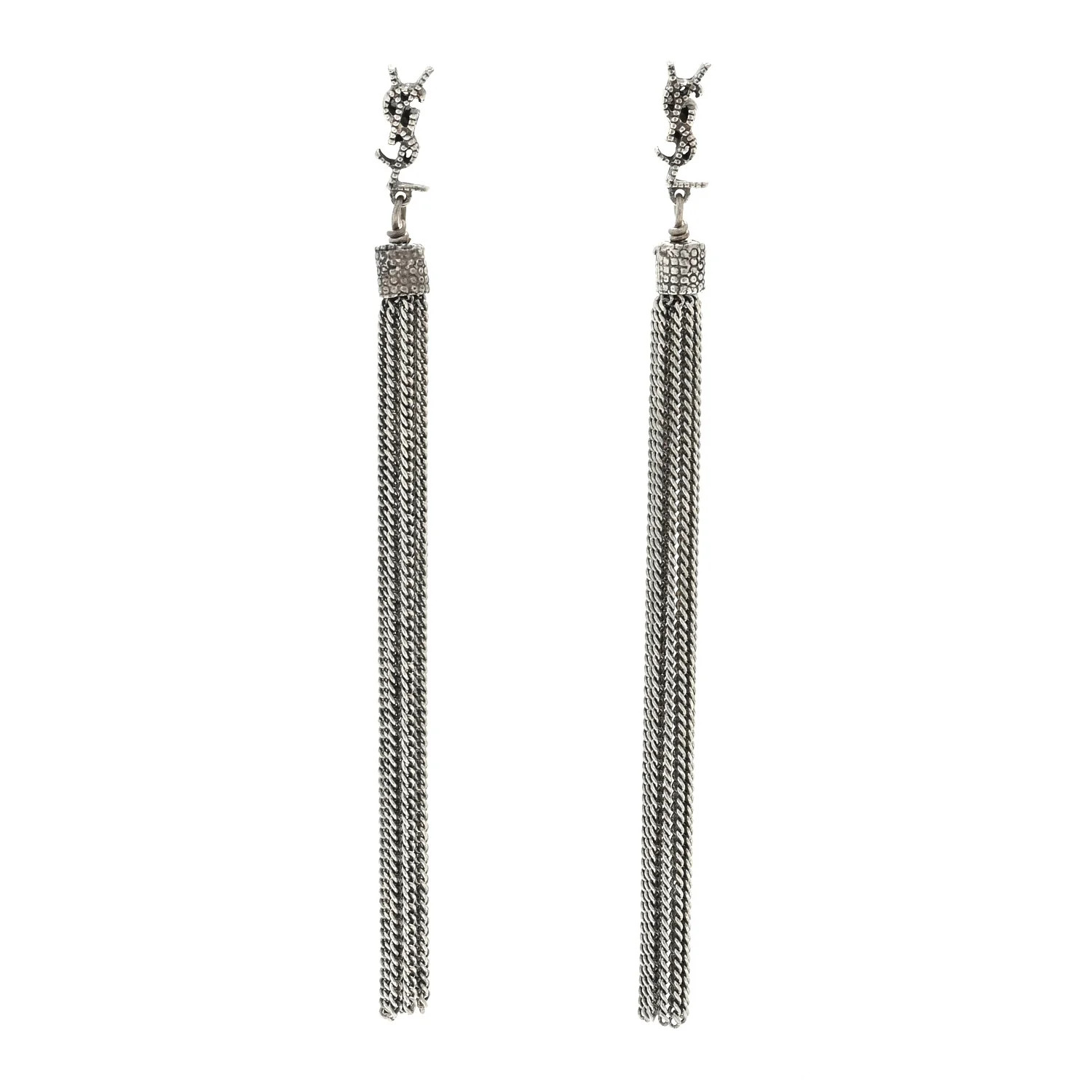 Metal Monogram Loulou Tassel Earrings Silver | FASHIONPHILE (US)