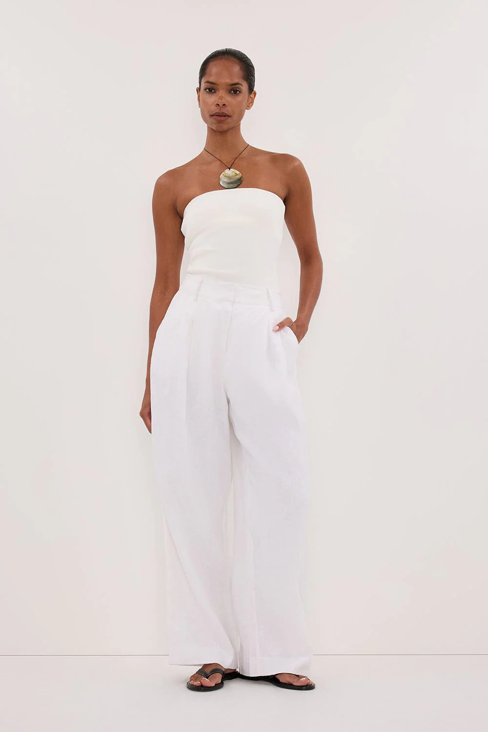 FRAN WHITE LINEN PANT | DISSH