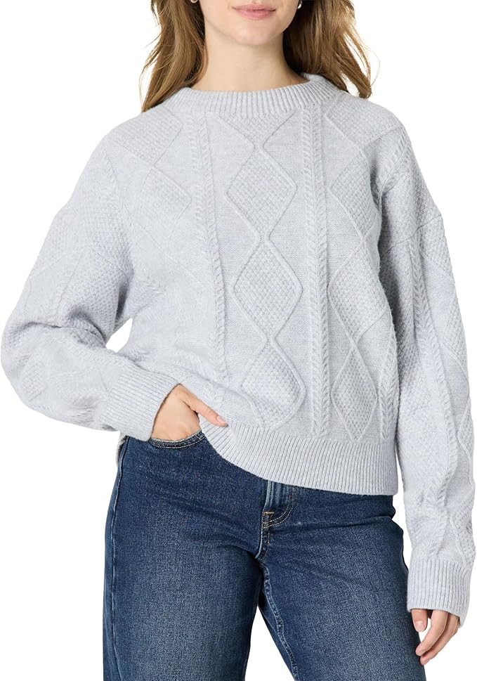 Amazon Essentials (Demi's Pick) Women's Relaxed-Fit Cable Crewneck Sweater | Amazon (US)