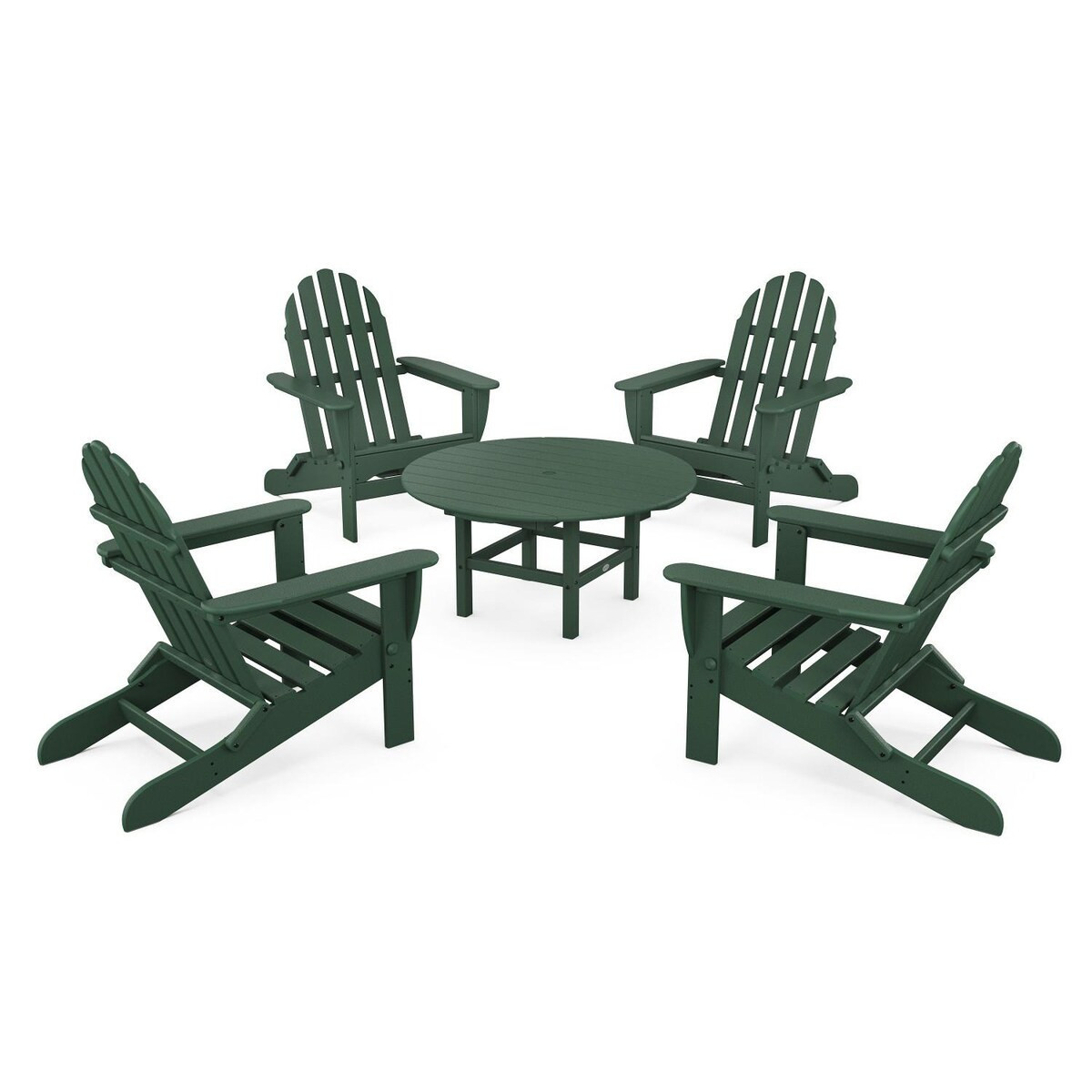 POLYWOOD Classic Adirondack 5 Pc Recycled Plastic Seating Set in Green by - PWS119-1-GR | BBQ Guys