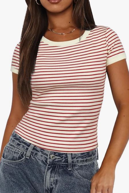 Summer Basic Tee 🤍

Just got this in the mail and the black one with white around the neck and love . I will do a try on ASAP. To show you ladies💋 I’m wearing a size Small. Pair this top with a pair of jeans or jean shorts with the rhinestone ballet flats . Super Cute & Casual Fit . 

#LTKFindsUnder100 #LTKStyleTip #LTKFindsUnder50