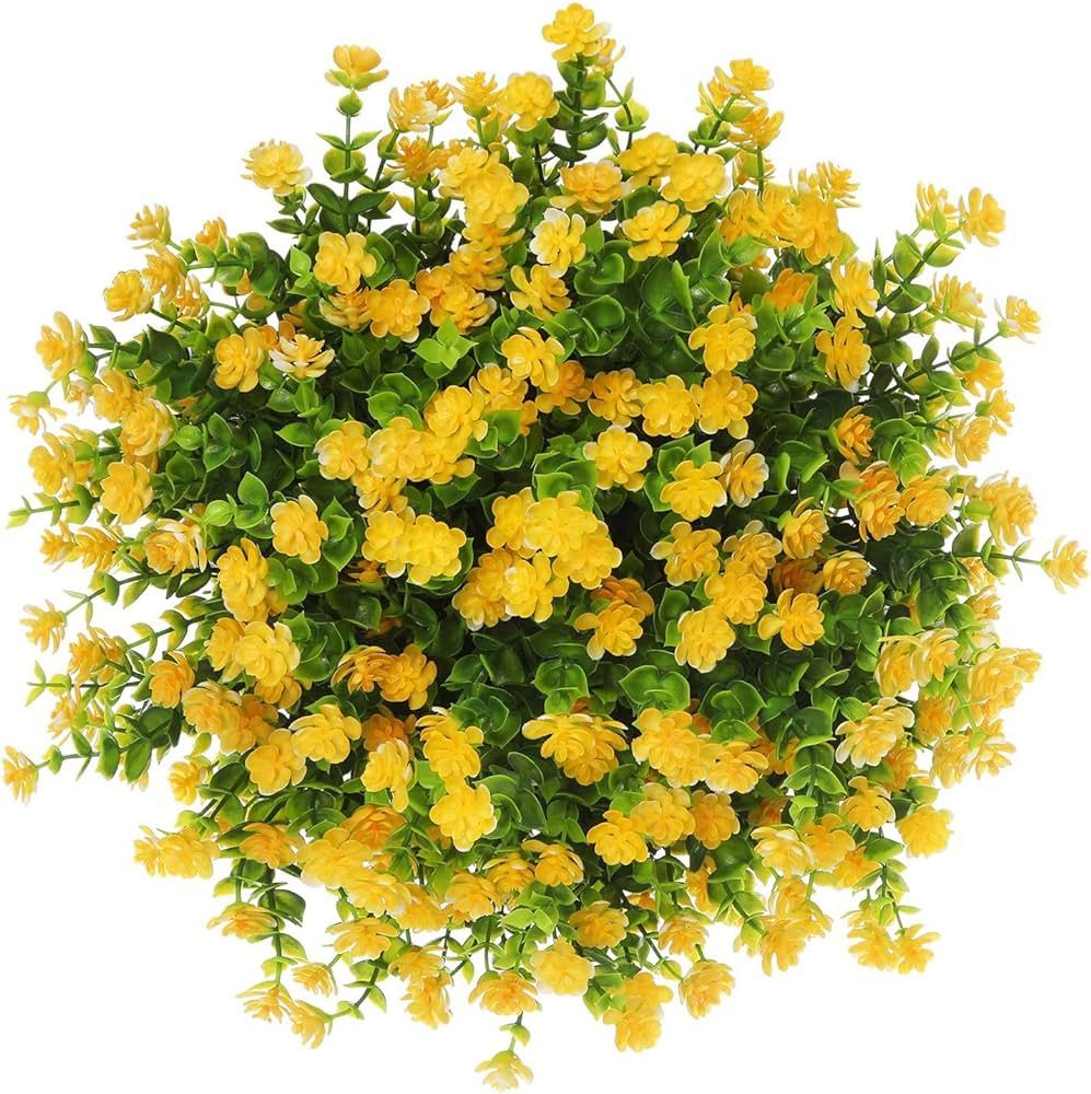 Momkids 4 Pcs Sprlng Artifical Flower Outdoor UV Resistant Fake Plant Faux Plastic Floral Greener... | Amazon (US)