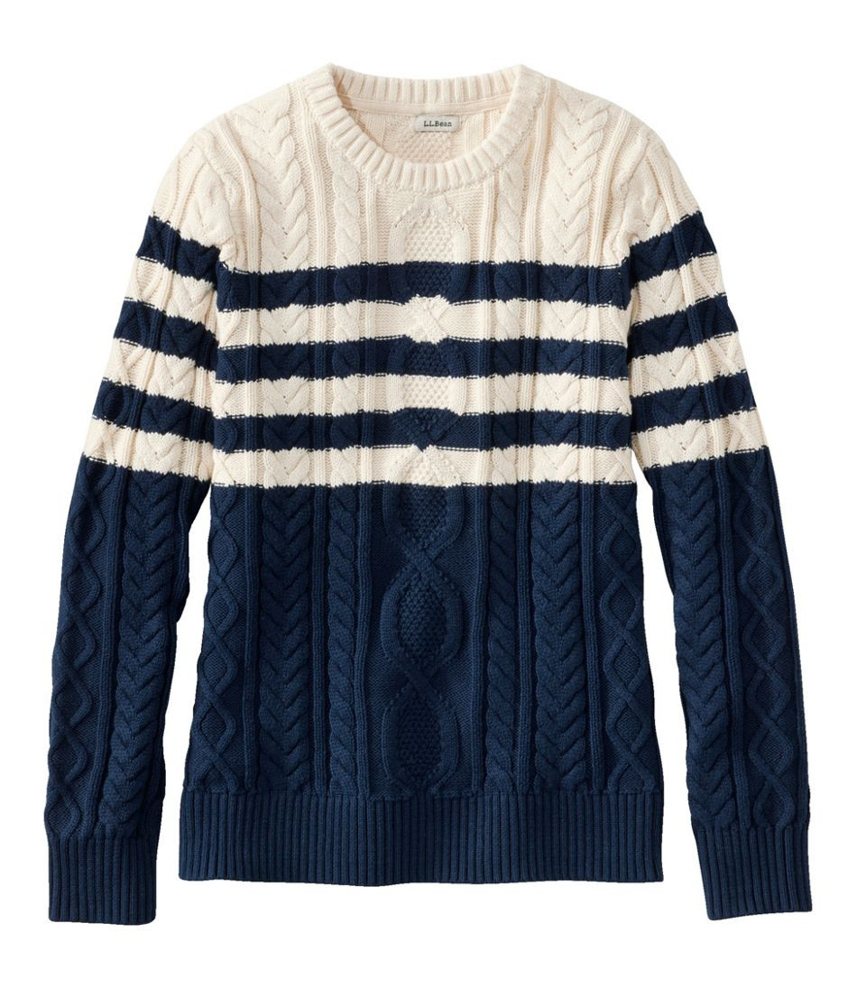 Women's Bean's Heritage Soft Cotton Fisherman Sweater, Crewneck Pattern | L.L. Bean