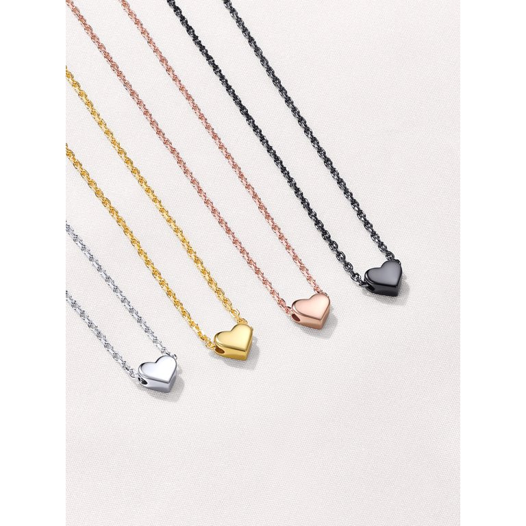 ChicSilver Women Heart Necklace 925 Sterling Silver Necklace Simple Girl 14K Gold Plated Heart Ch... | Walmart (US)