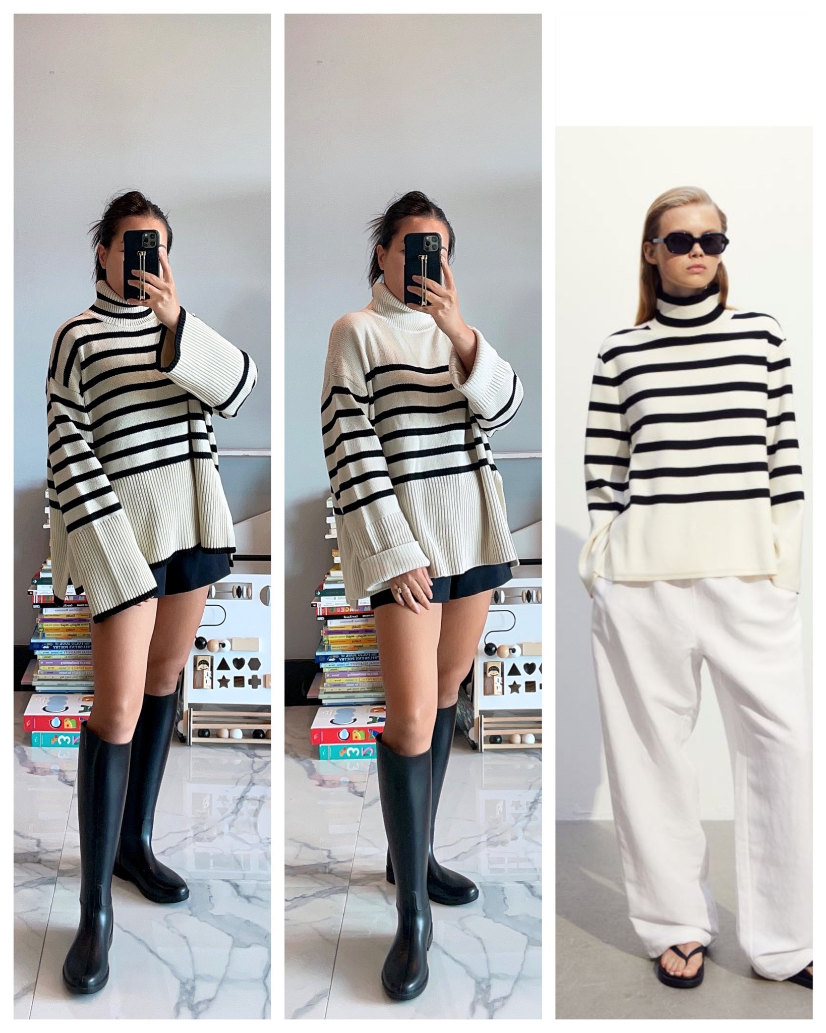 A classic style for fall! 

First sweater - Toteme/drapes beautifully for an oversized fit/heavy knit/I’m wearing an XS

Second sweater - Gap/light knit/drapes nicely for a relaxed look/I’m wearing an XS

Third sweater - H&M

Boots are linked here as well. I find the fit small to size (recommend sizing 1 size up). Normally I’m a size 5, and take a size 6 in these  

#LTKunder100 

#LTKSeasonal #LTKstyletip