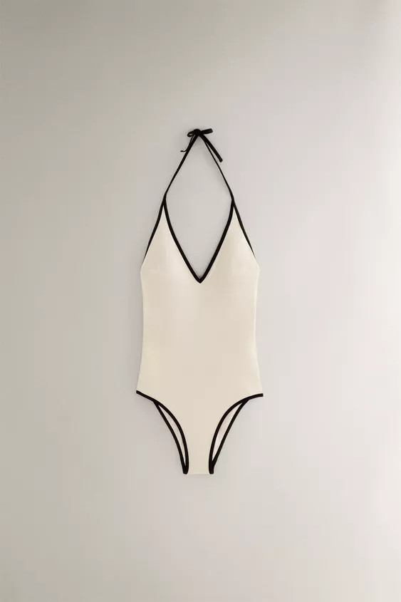 STRANDBADEANZUG MIT KONTRASTIERENDEN TRÄGERN | Zara DE