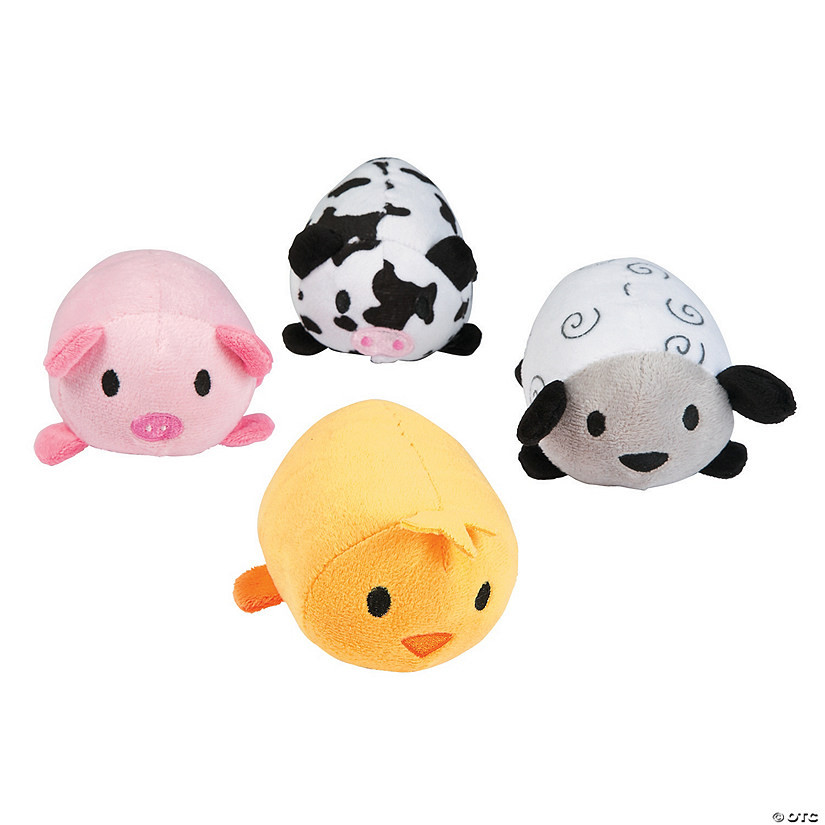 Mini Roly-Poly Cow, Pig, Chick, Lamb Farm Stuffed Animals - 12 Pc. | Oriental Trading Company