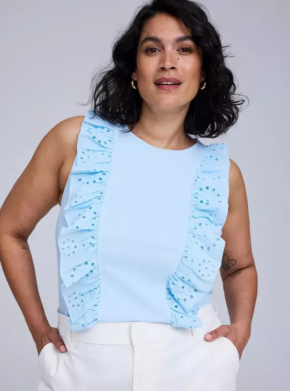 Belle Isle Eyelet Ruffle Tank | Torrid (US & Canada)
