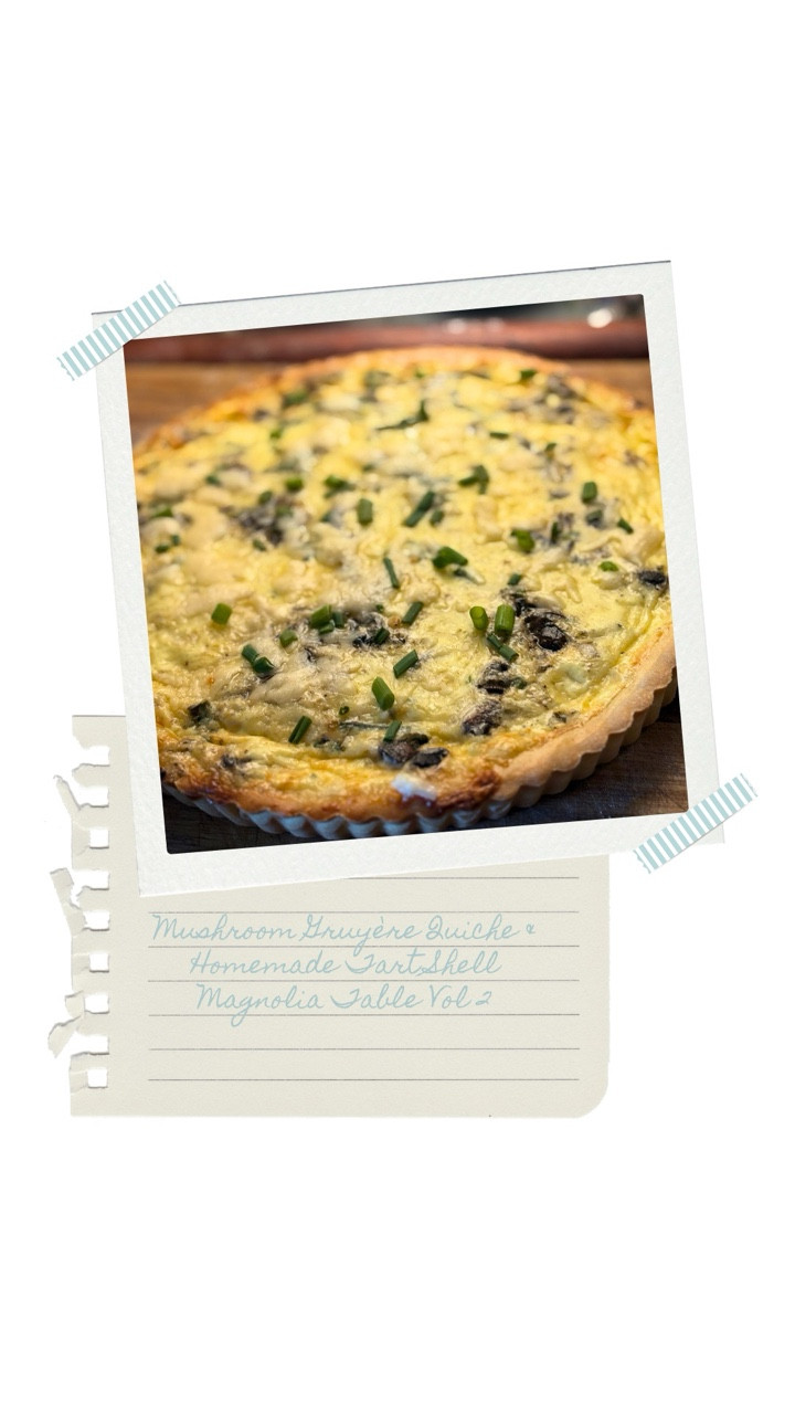 There is something wonderful about mushrooms sautéed in butter that makes a kitchen feel like it is waking up.

Inspired by Julie and Julia, I’m cooking my way through Magnolia Table Volumes 1, 2, and 3. I’m calling it The Jeanie Jo and Joanna Project. Recipe 123 & 124 of 457 are the Mushroom Gruyère Quiche and the Homemade Tart Shell, and here’s how they turned out.

This was my first time making a tart shell and I will admit it felt a little scary to pour liquid filling into a pan that was not solid. But lifting the tart frame and seeing a clean, perfect edge felt like the best kind of win. The final result was buttery, earthy, and tender in all the right places.

Recipes to go: 333
Gracefully yours,
🫶🏻 Jeanie Jo

#TheJeanieJoAndJoannaProject #MagnoliaTable #MagnoliaTableVol2 #JoannaGaines #MushroomQuiche #Gruyere #TartShell #HomemadeQuiche #BrunchRecipe #MealAndGrace #CoastalKitchen #HomeCookLife

#LTKHome #LTKfoodie