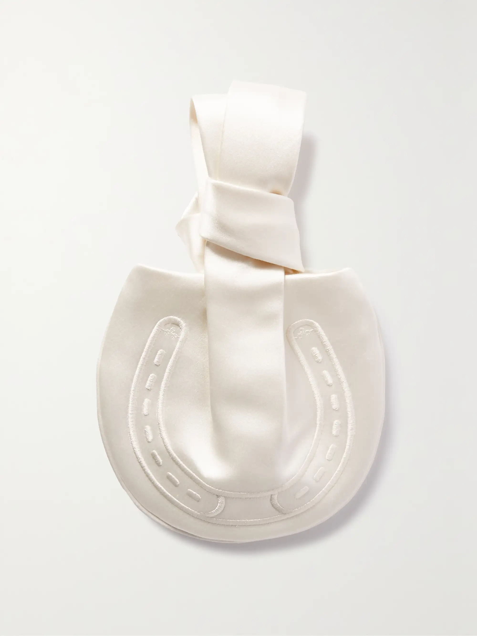 + NET SUSTAIN Tie the Knot embroidered satin clutch | NET-A-PORTER (US)