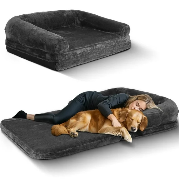 GYZJ Foldable Human Dog Bed: Orthopedic Memory Foam Human Sized Dog Bed,2 in 1 Calming Human Size... | Walmart (US)