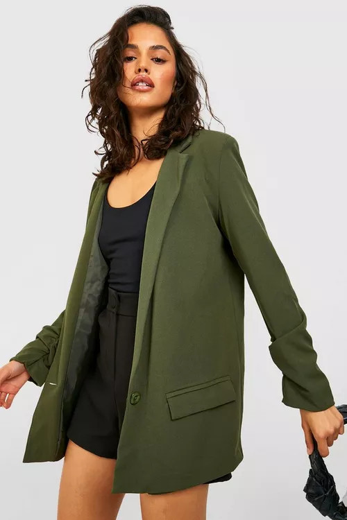 Ruched Sleeve Tailored Blazer | Boohoo.com (US & CA)
