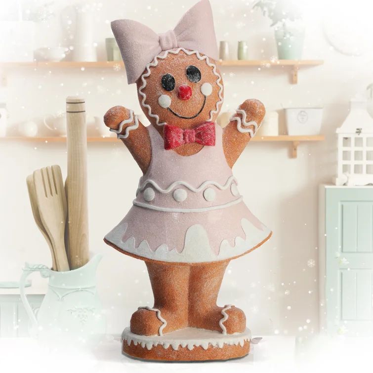 Resin Gingerbread Girl W/Bow | Wayfair North America