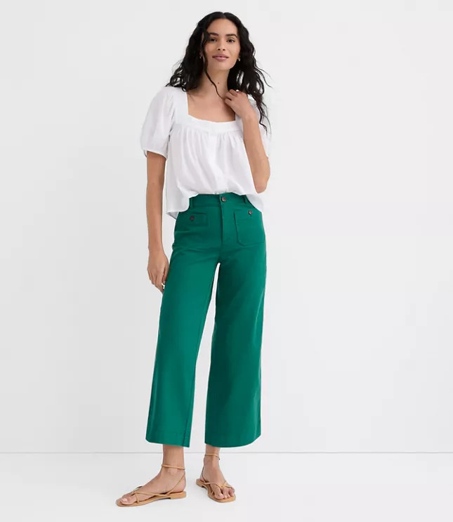Palmer Wide Leg Crop Pants in Twill | LOFT