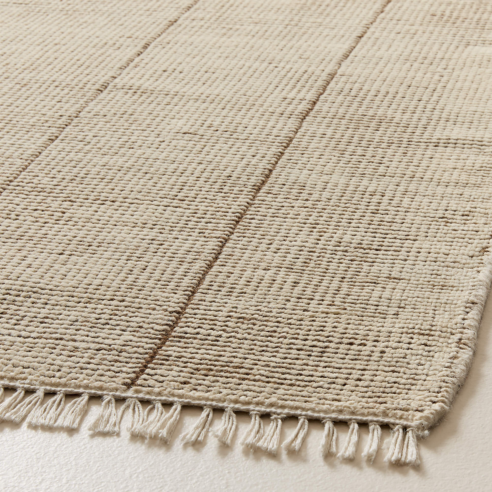 Palos Hand-Knotted Warm White and Tobacco Brown New Zealand Wool Area Rug 8'x10' | CB2 | CB2