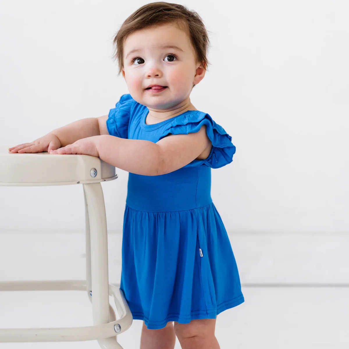 Cobalt Twirl Dress with Bodysuit | Little Sleepies