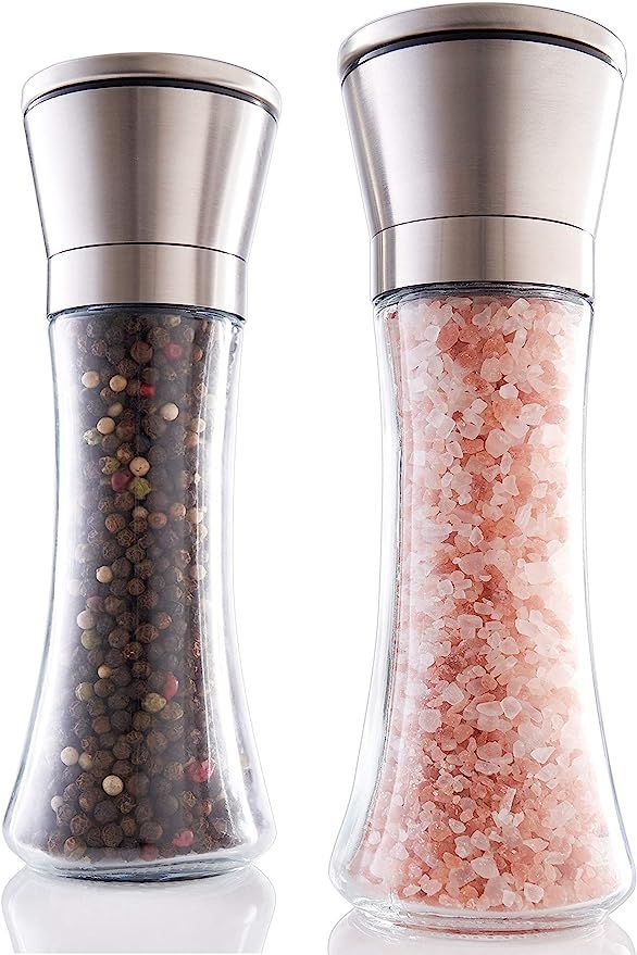 Gorgeous Salt And Pepper Grinder Set - Refillable Stainless Steel Combo Shakers With Adjustable C... | Amazon (US)