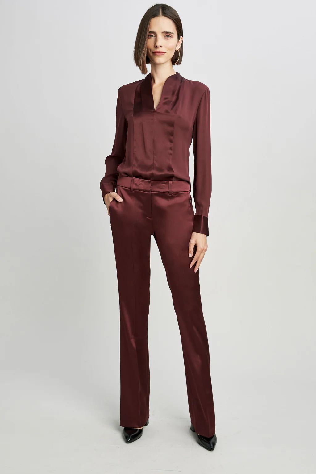 Anna Fit & Flare Satin Pant | Elie Tahari