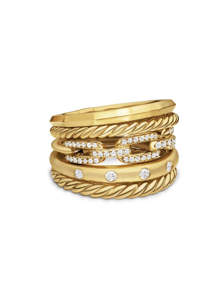 Stax Wide Ring with Diamonds in 18K Yellow Gold/15mm | Saks Fifth Avenue