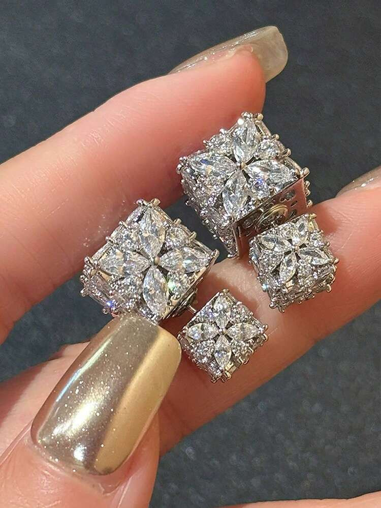 Square cubesc double stud earrings | SHEIN