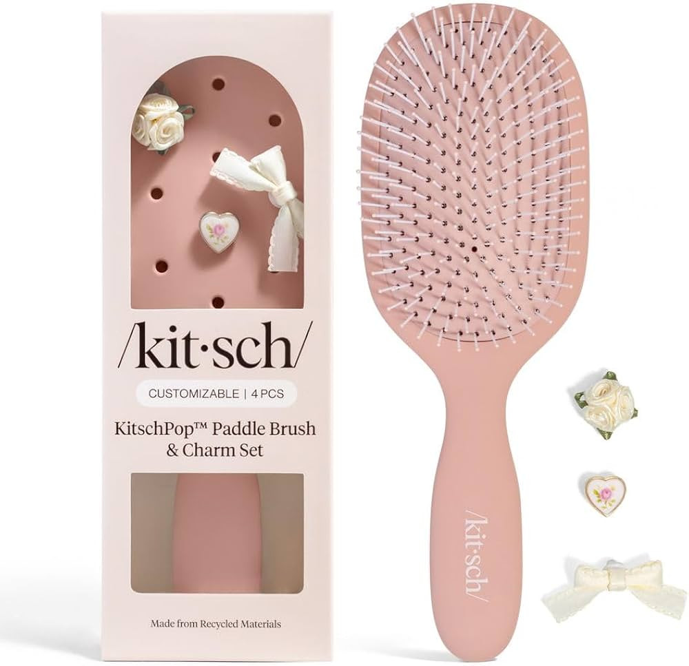 KitschPop™ Paddle Hairbrush for Women – Flexible Bristles Paddle Brush for Less Breakage, Sca... | Amazon (US)