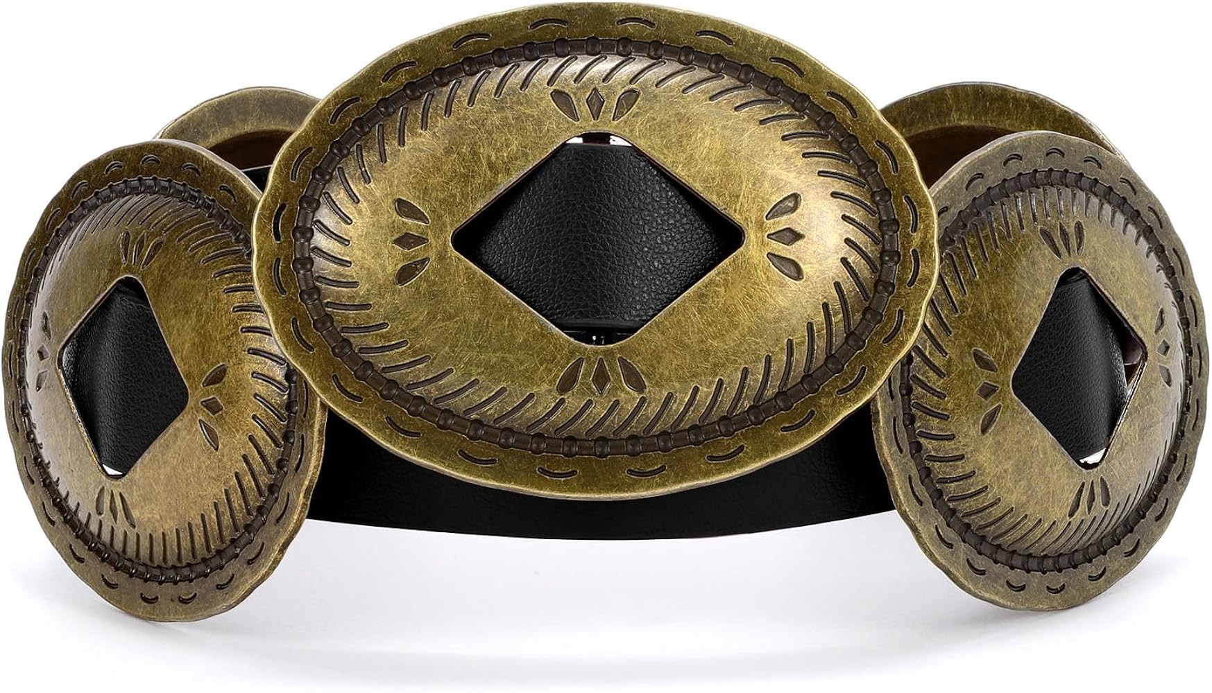 TRIWORKS Western Belts for Woman Oval Concho Belt Cowgirl Belt Boho Disc Belt Buckle for Dress Je... | Amazon (US)