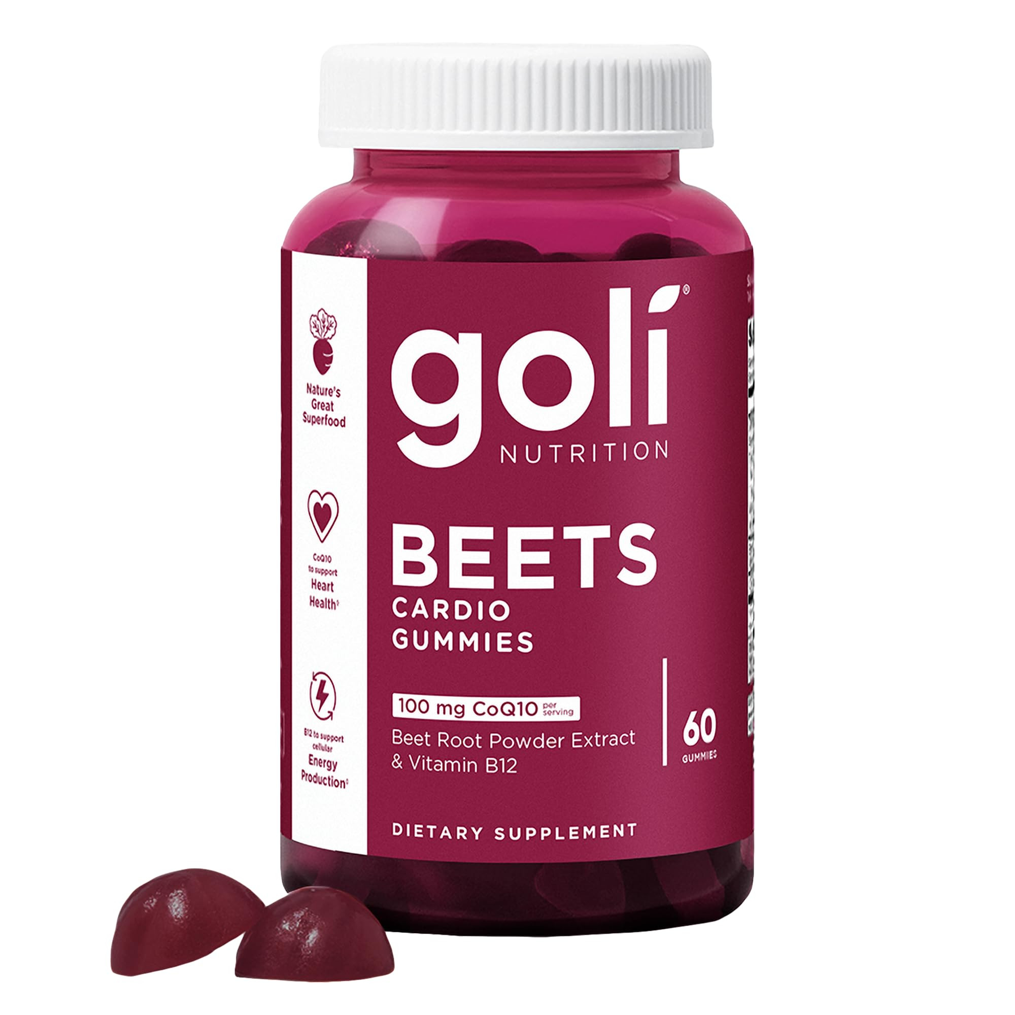 Goli Nutritional Supplement, Beets Cardio Gummy - 60 Count - 100mg CoQ10 & Beet Root Extract - Gl... | Amazon (US)