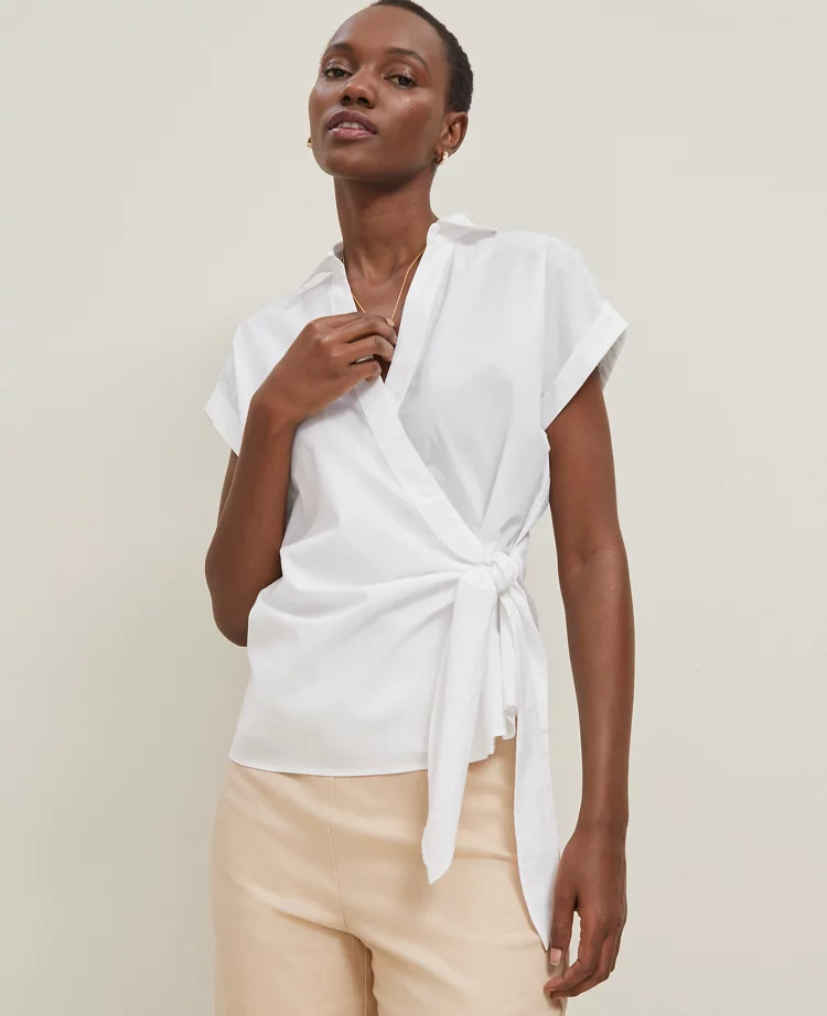 Collared Tie Waist Top | Ann Taylor