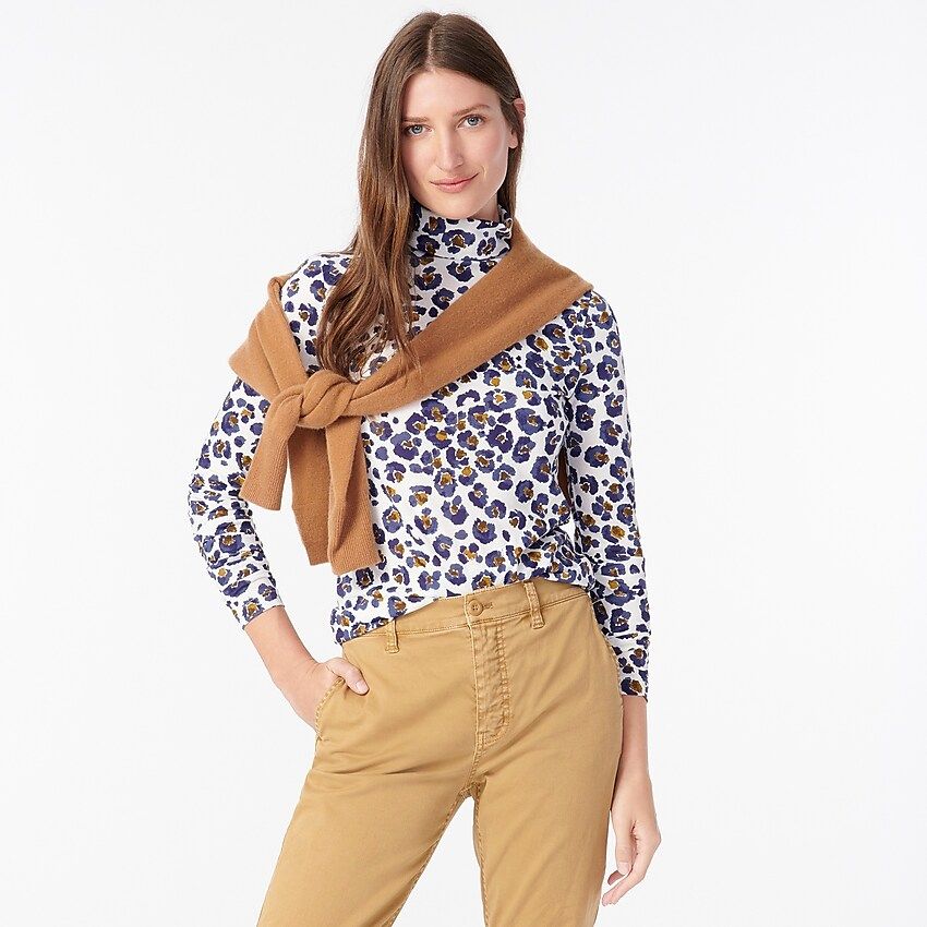 Tissue turtleneck in watercolor leopard | J.Crew US