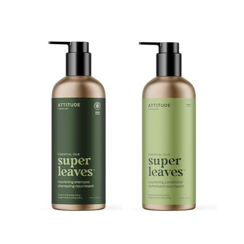 Bundle of ATTITUDE Hair Shampoo & Conditioner, EWG Verified, Plant and Mineral-Based Ingredients, Vegan Beauty Products, Refillable Aluminum Bottle, Nourishing, Bergamot and Ylang Ylang, 16 Fl Oz | Amazon (US)