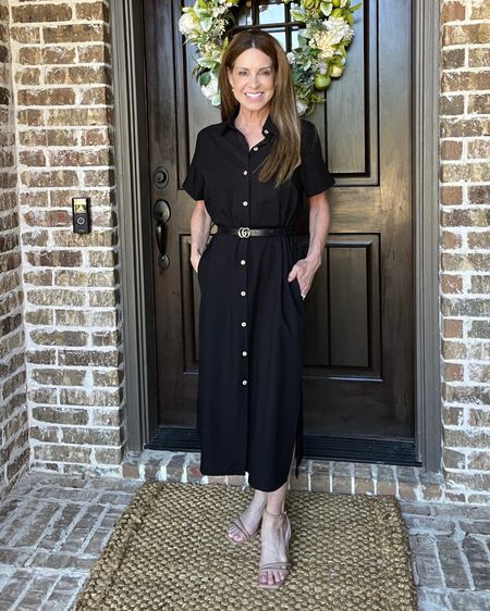 This black midi shirt dress has a classic style and is so versatile that you can wear for many occassions. It comes in 7 different colors. I'm wearing a size small. Get it now while it's part of the Amazon Prime Day sales. 

At 5’2” this dress is longer on me and I love it!

#petitefashion #fashionfinds #outfitinspo #midlifestyle

#LTKsalealert #LTKxPrimeDay #LTKFind