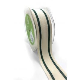 COTTON GREEN STRIPE RIBBON- 1.5" X 20 YDS | Gatehouse No.1