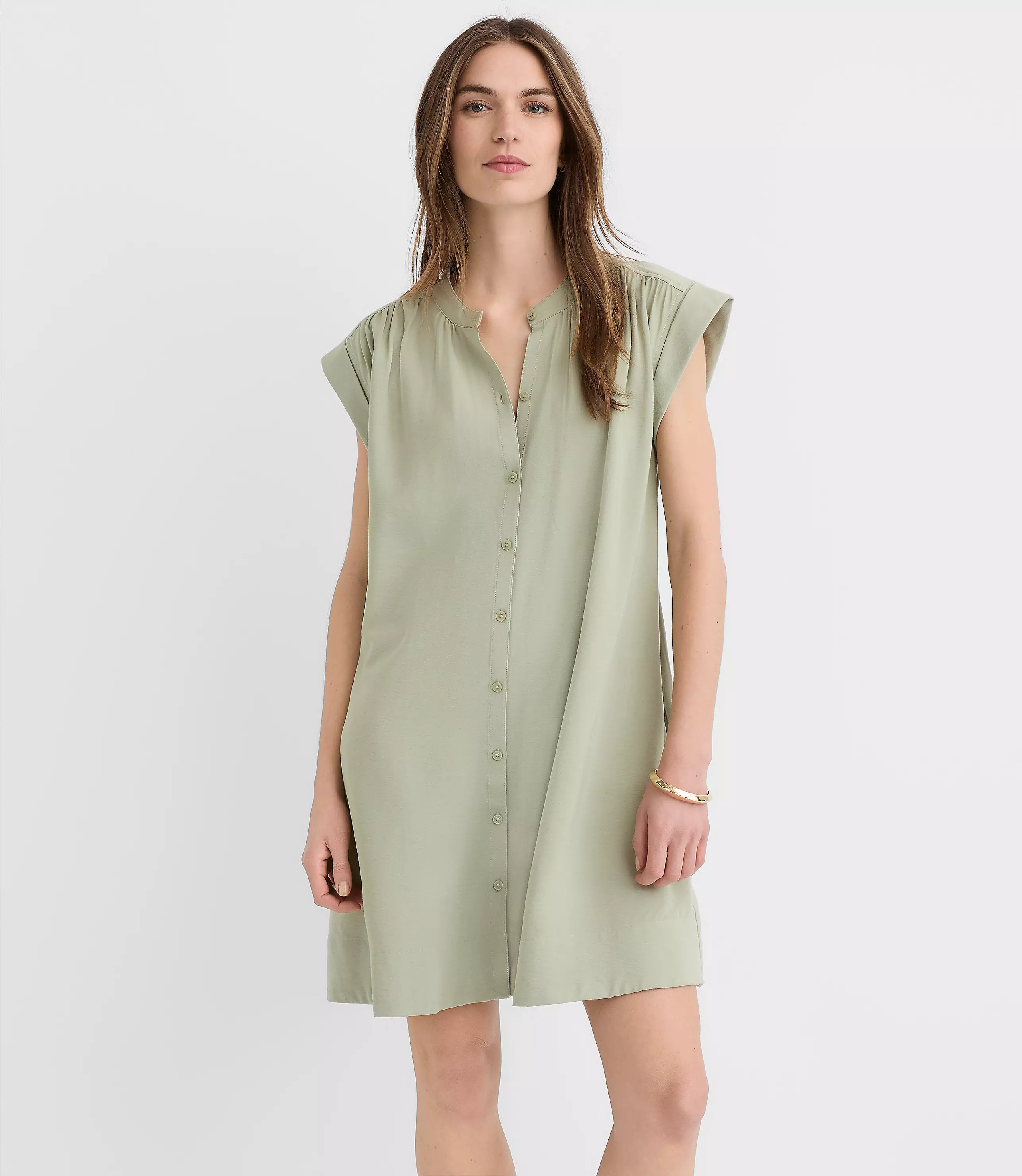 Petite Shirred Mini Pocket Dress | LOFT