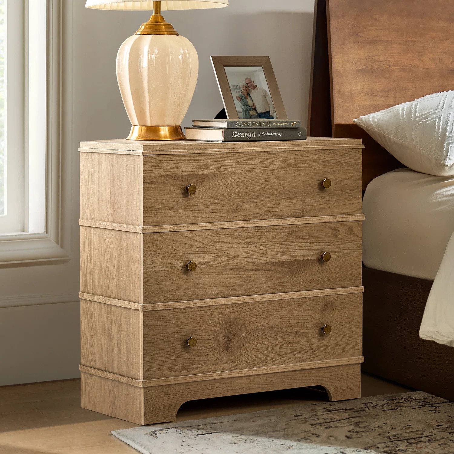 Winston Porter Mastin 26"W Modern 3-Drawer Nightstand with Built-In Charging Station | Wayfair | Wayfair North America