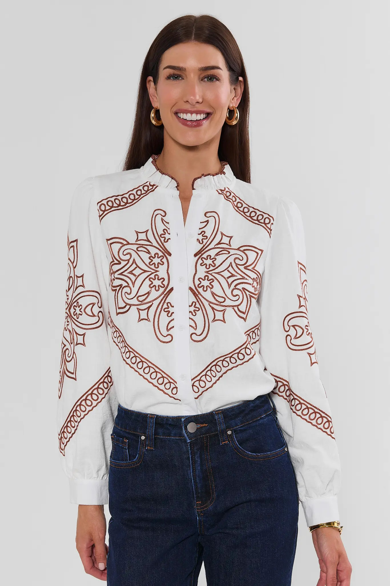 Sabrina Ivory Embroidered Top | Avara