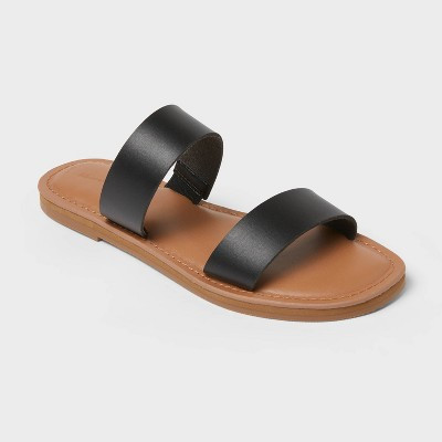 Women’s Wide Width Freya Footbed Sandals - Universal Thread™ Black 6W | Target