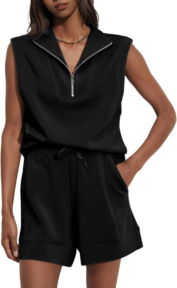 Glamaker Women's Two Piece Short Sets Summer Lounge Sweatsuits Air Essentials Sleeveless Outfits ... | Amazon (US)