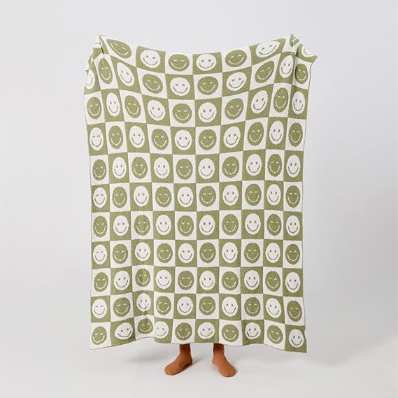 YIRUIO with Smiley Faces Checkerboard Throw Blankets Checkered Reversible Microfiber Super Soft W... | Amazon (US)
