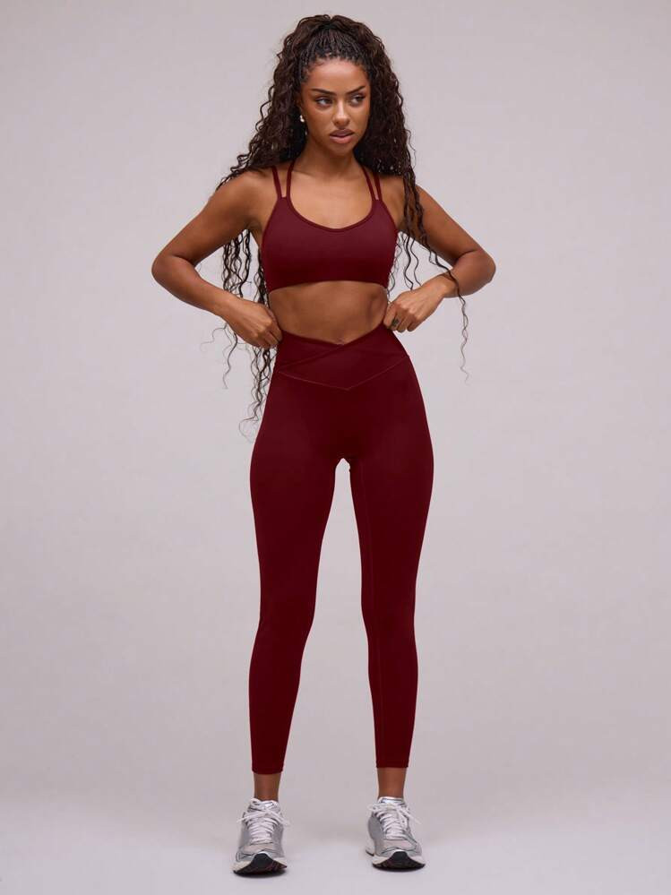 Musera Sport Wrap Over Seamless Leggings | SHEIN