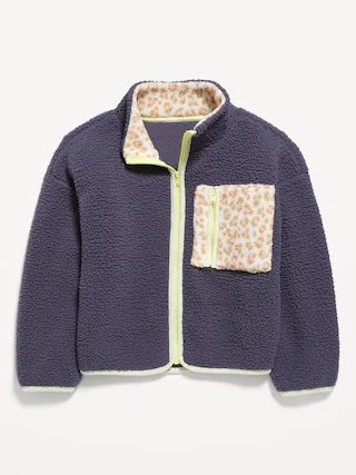 Cozy Sherpa Color-Block Zip-Front Jacket for Girls | Old Navy (US)