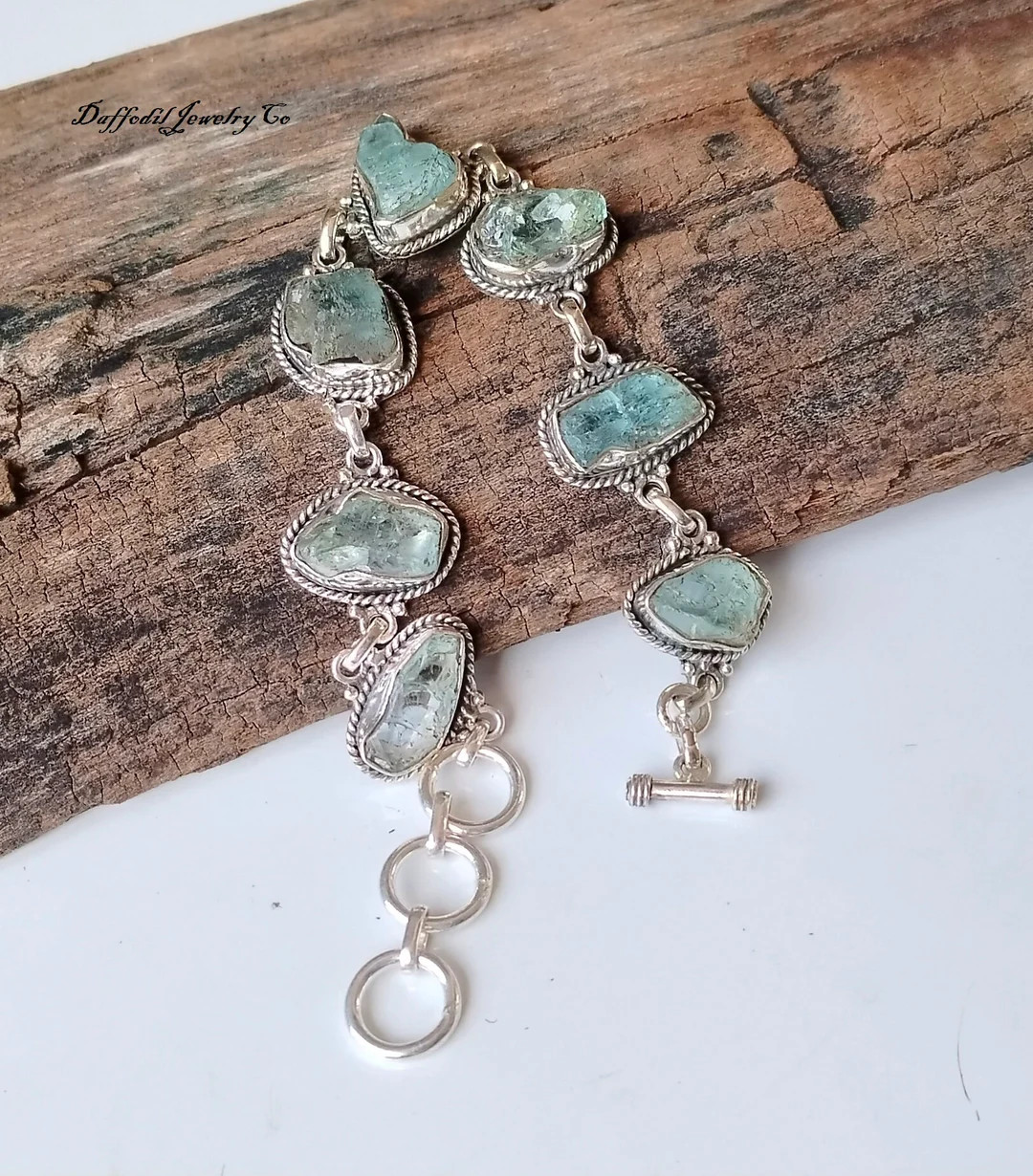 Raw Aquamarine Sterling Silver Bracelet: Handmade Gemstone Jewelry | Etsy (US)