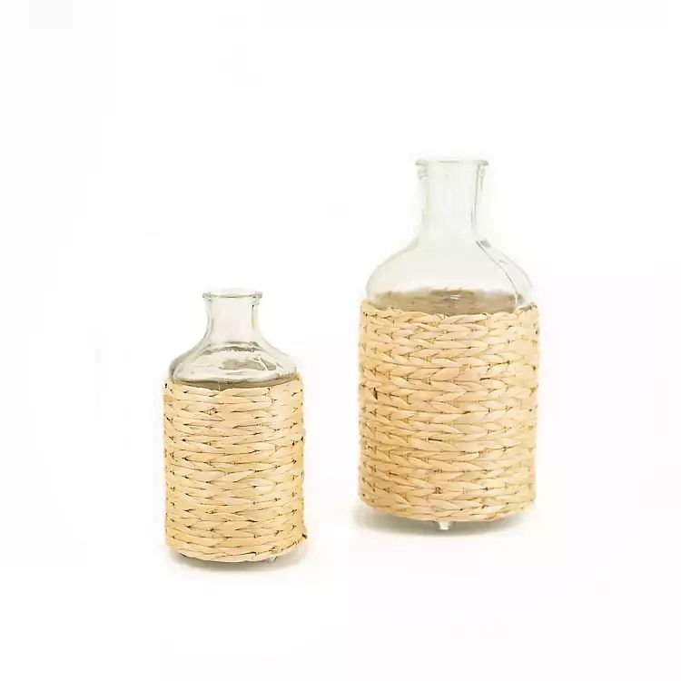 Seagrass Wrapped Clear Glass Jugs, Set of 2 | Kirkland's Home